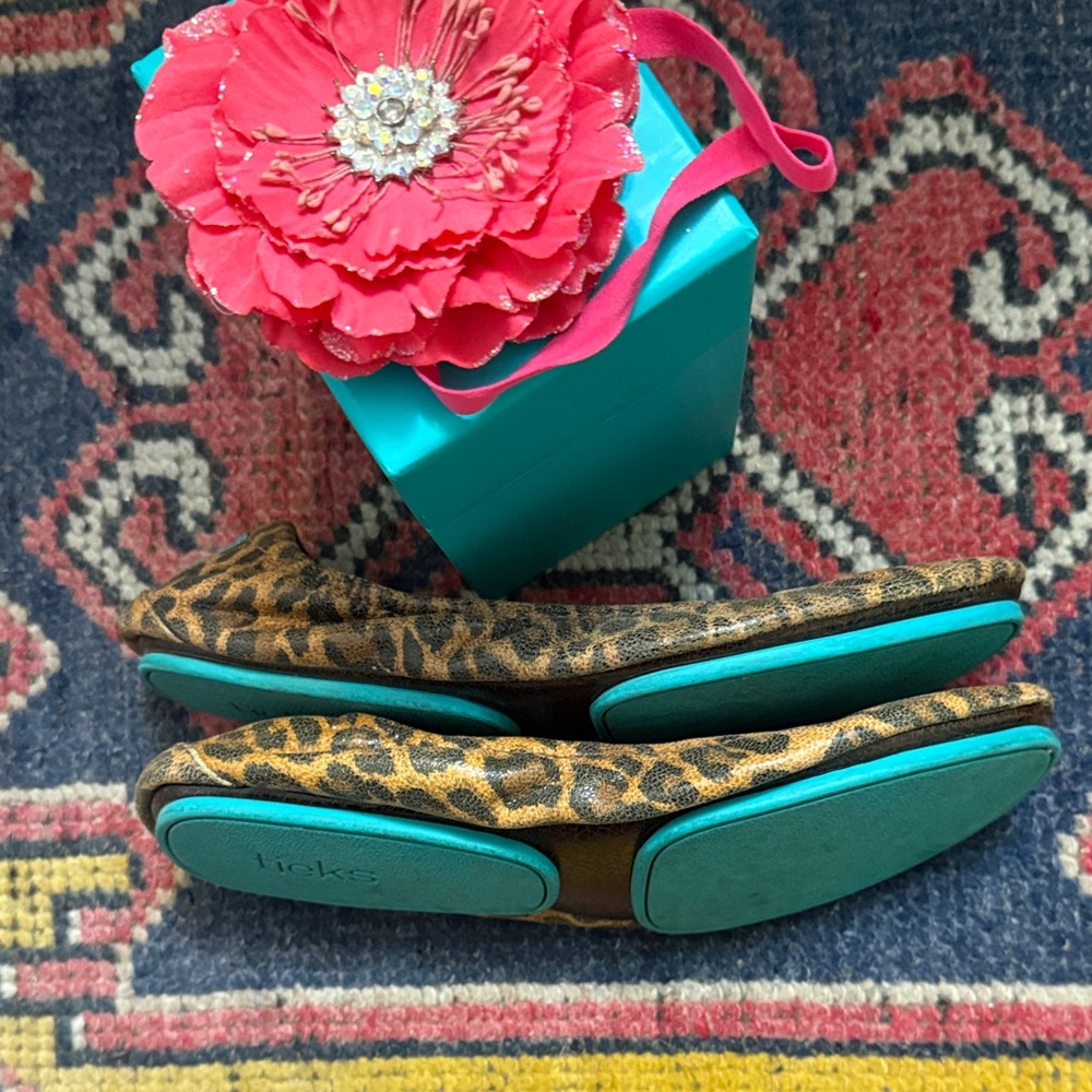 Tieks Leopard Print Flats with Blue Detail - Picture 8 of 8